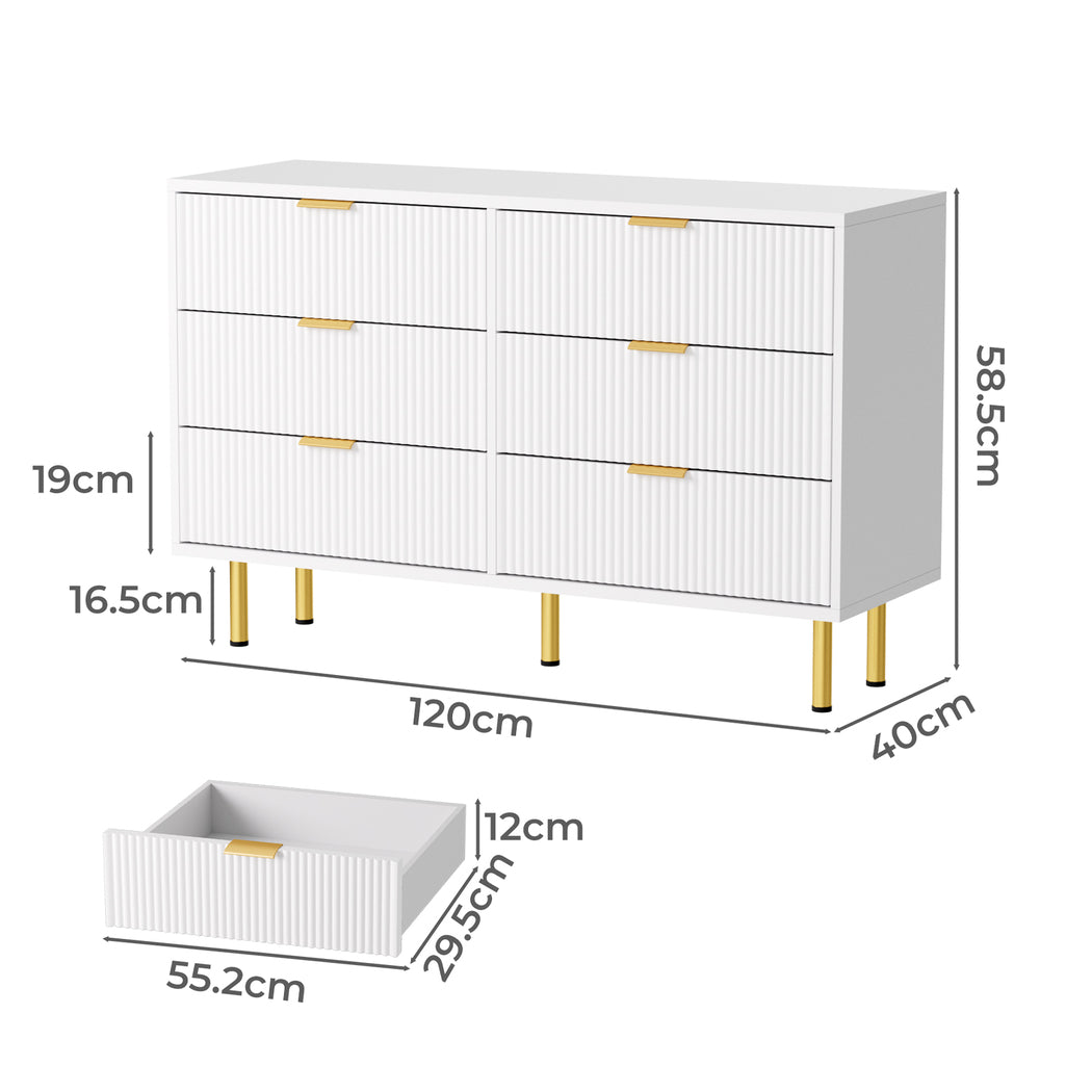 Modern White 6-Drawer Chest Dimensions 