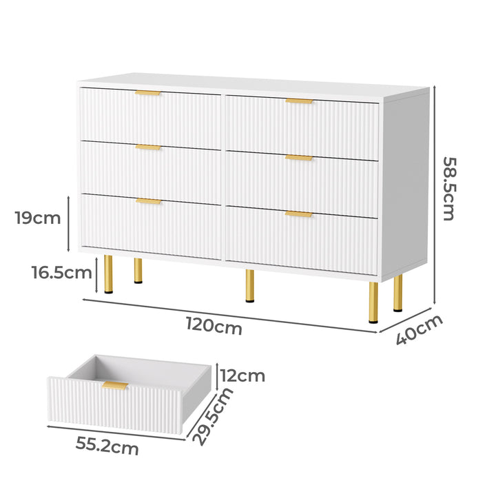 Modern White 6-Drawer Chest Dimensions 
