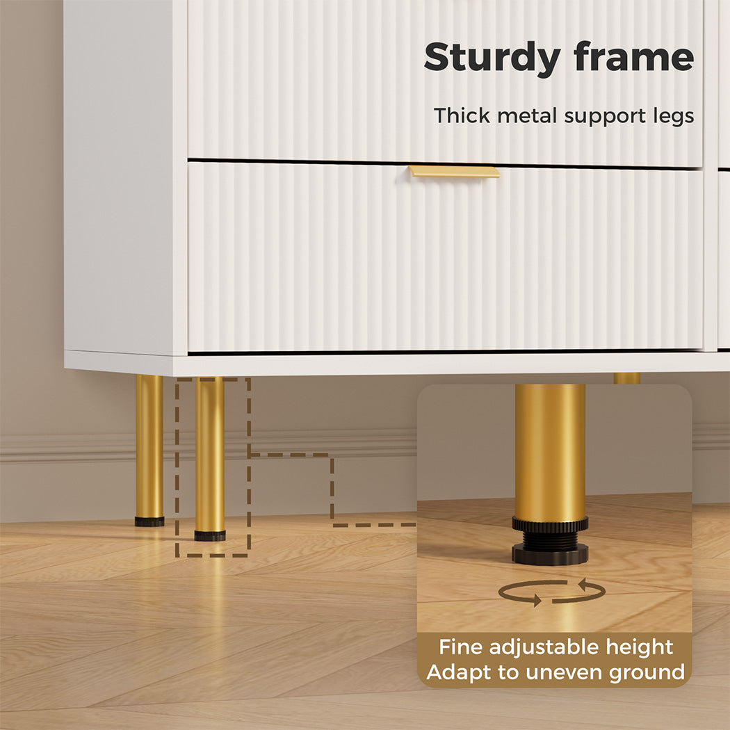 Modern White 6-Drawer Chest leg