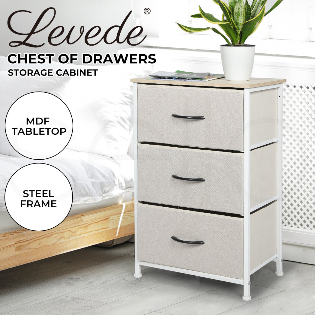 Narrow 3 Chest of Drawers Tower next to bed