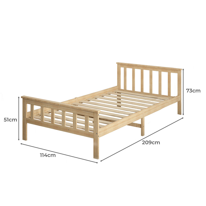 Natural Finish Wooden Bed Frame king single Dimensions 