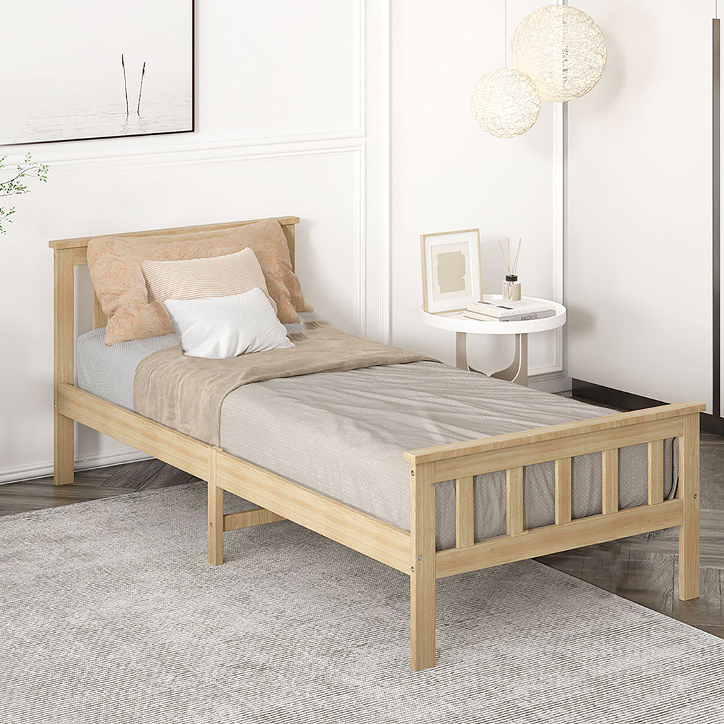 Levede Natural Finish Wooden Bed Frame  single