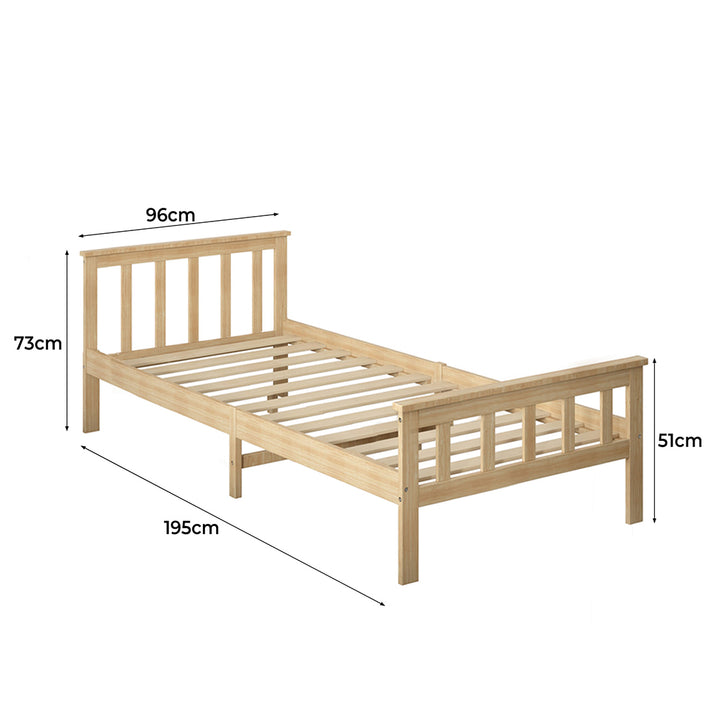 Natural Finish Wooden Bed Frame single Dimensions 