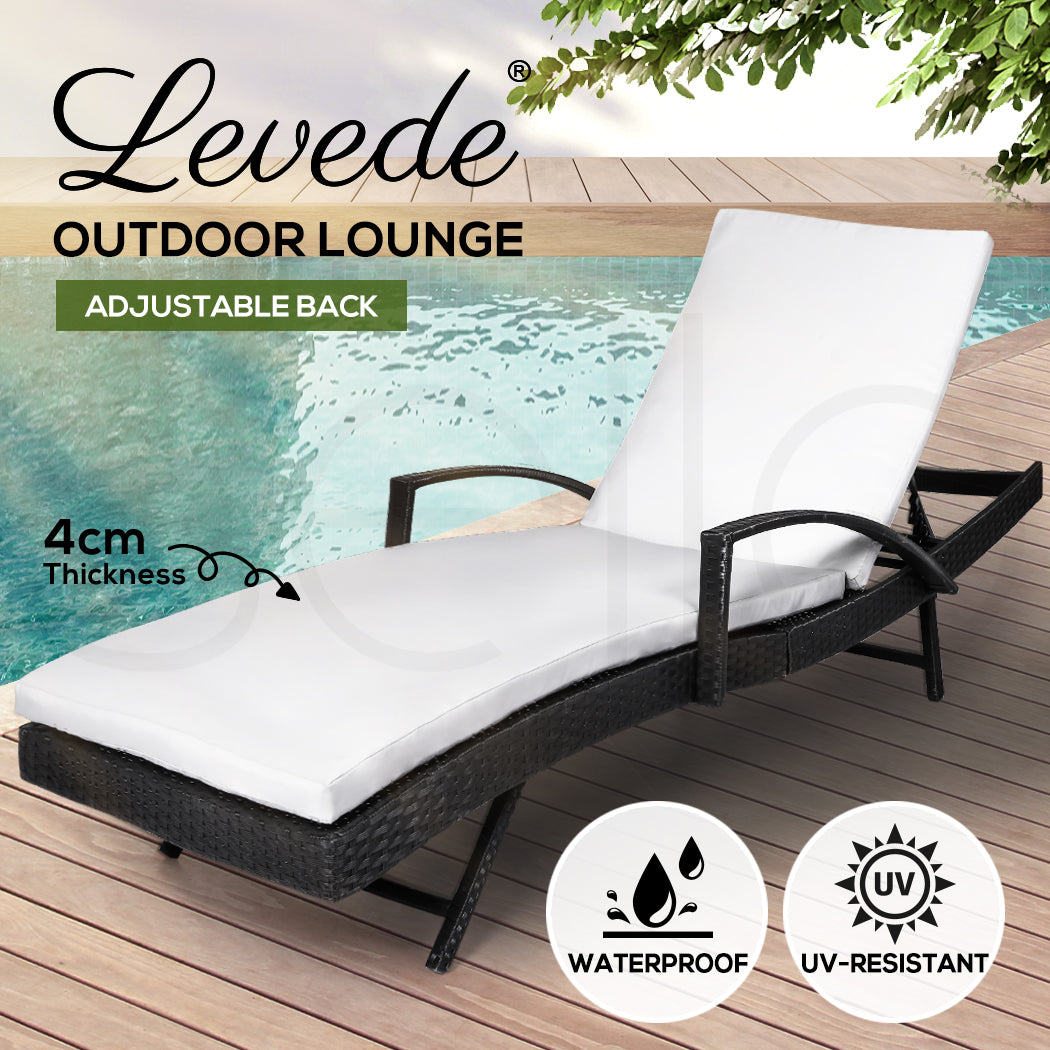 Levede Outdoor Sun Lounger Furniture Wicker Lounge - Levede