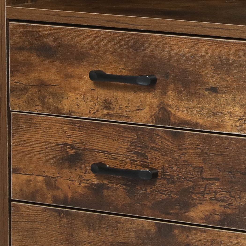 Oak LED Bedside Table 3 Drawers handle