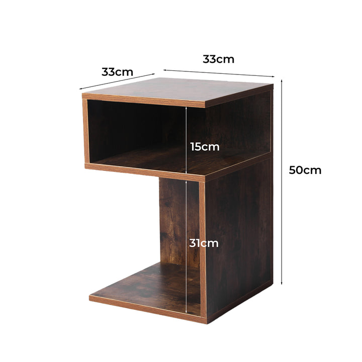 Oak S Shape Bedside Table dimensions