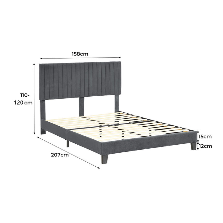 Queen Bed Frame - Velvet Headboard Dimensions 