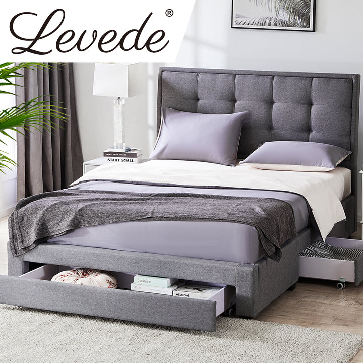 Queen Bed Frame open drawer 