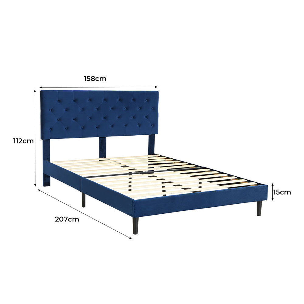 Queen Bed Frame with Velvet Headboard Dimensions