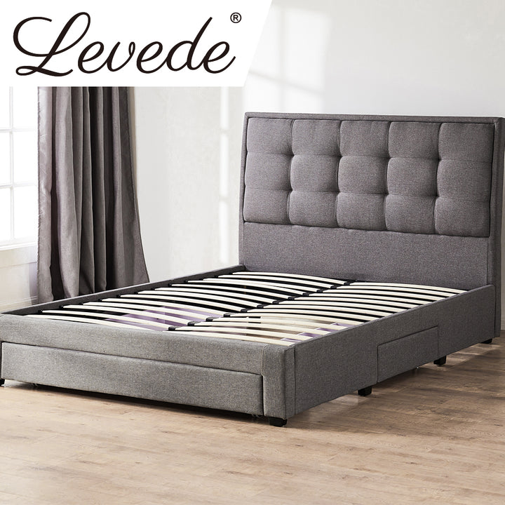 Queen Bed Frame with drawers in room