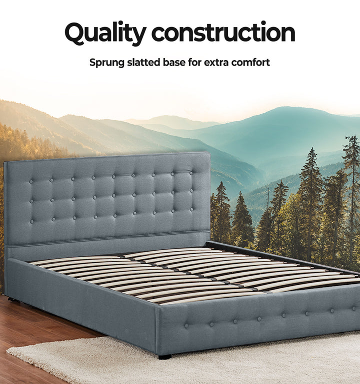 Levede Queen Bed Frame Fabric Tufted Grey 