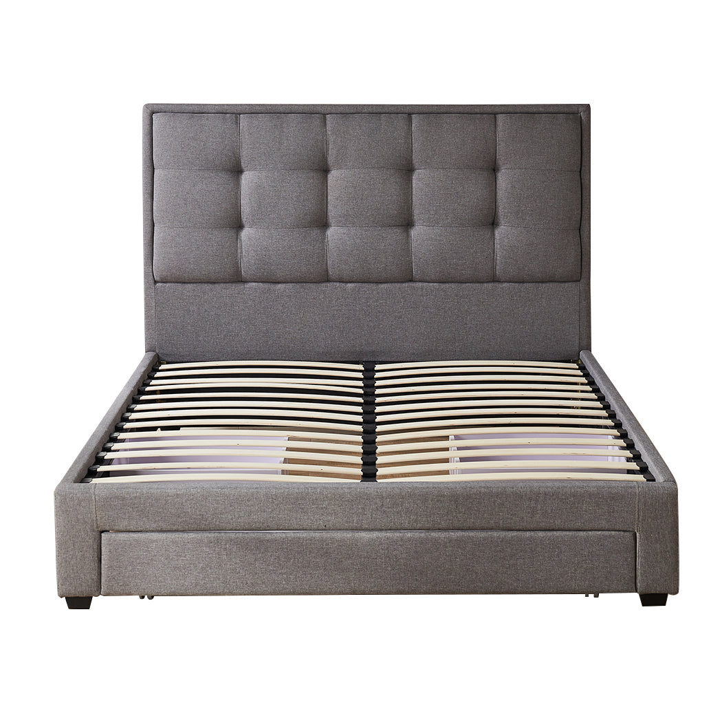 Queen Linen Bed Frame With Storage Grey
