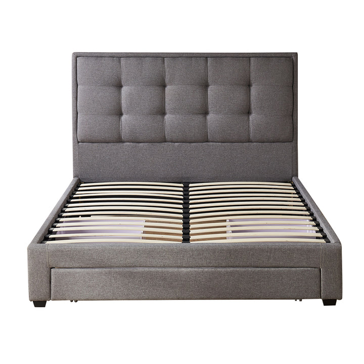 Queen Linen Bed Frame With Storage Grey