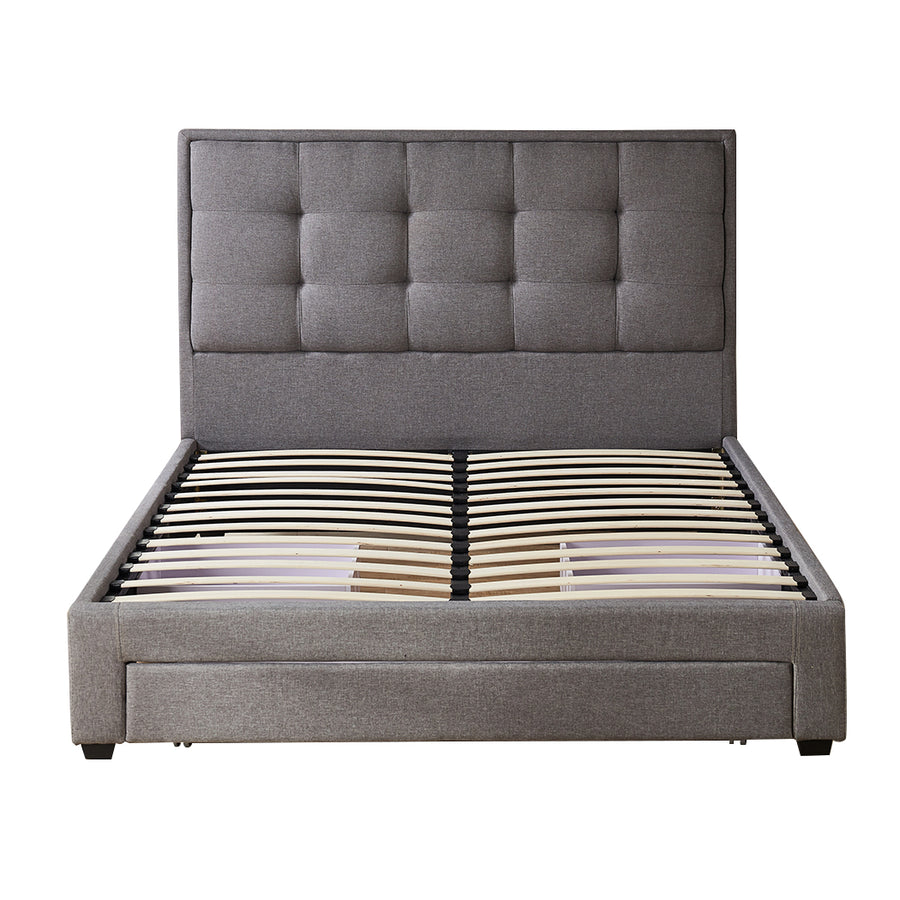 Queen Linen Bed Frame With Storage Grey