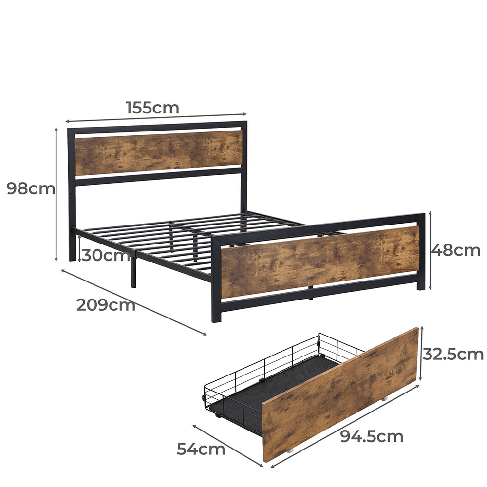 Queen Metal Bed Frame with Storage Drawers Dimensions 