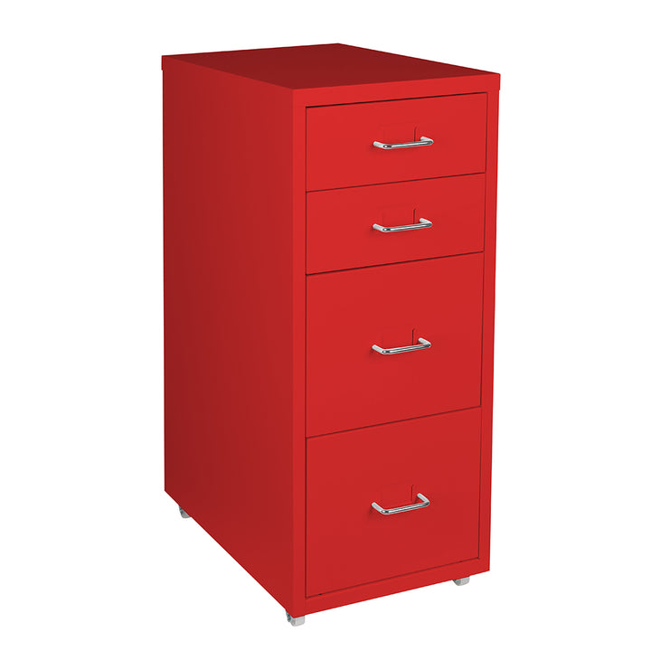 Red 4 Drawer Office Cabinet with steel frame