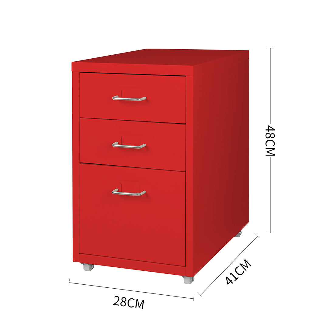 Red Steel Frame Drawer Office Drawers Cabinet Dimensions