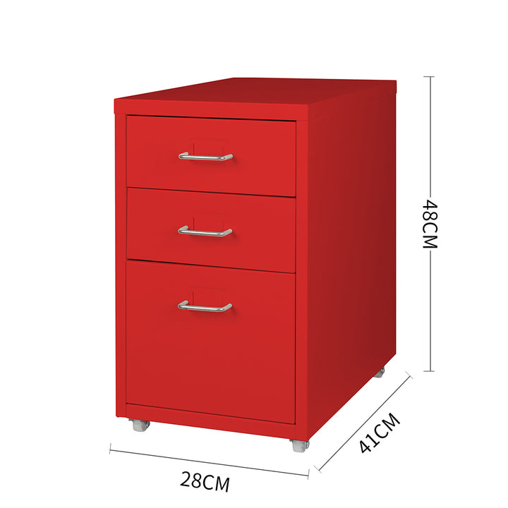 Red Steel Frame Drawer Office Drawers Cabinet Dimensions