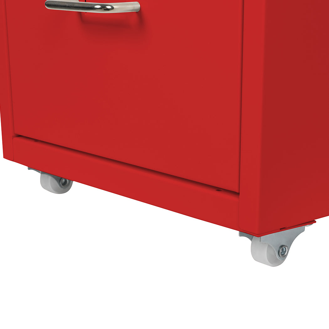 Levede 3 Drawer Office Drawers Cabinet -Red