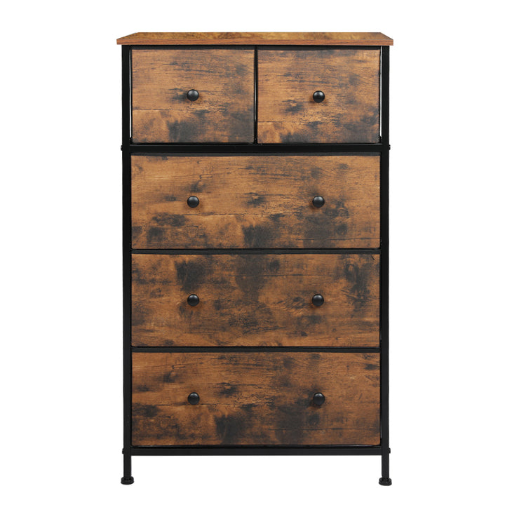 Rustic 5-Drawer Tallboy Chest of Drawers
