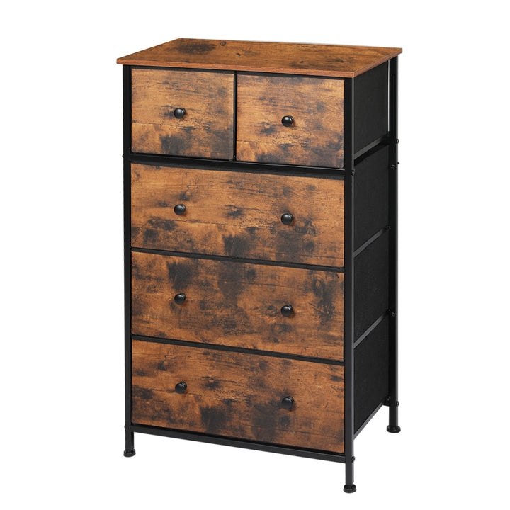 Rustic 5-Drawer Tallboy Chest of Drawers