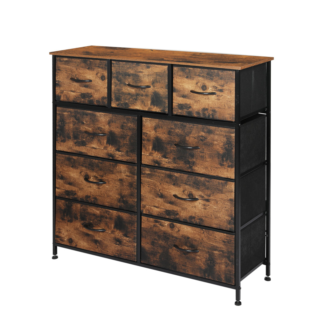 Rustic 9-Drawer Tallboy Chest of Drawers