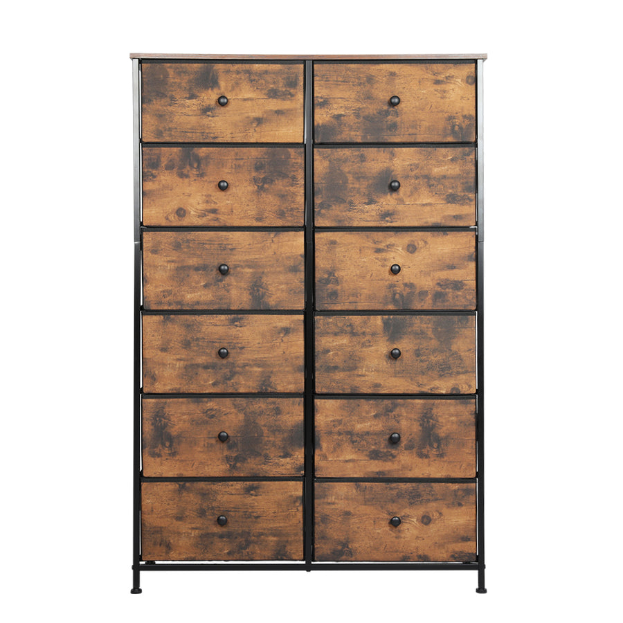Rustic 12-Drawer Tallboy Chest of Drawers