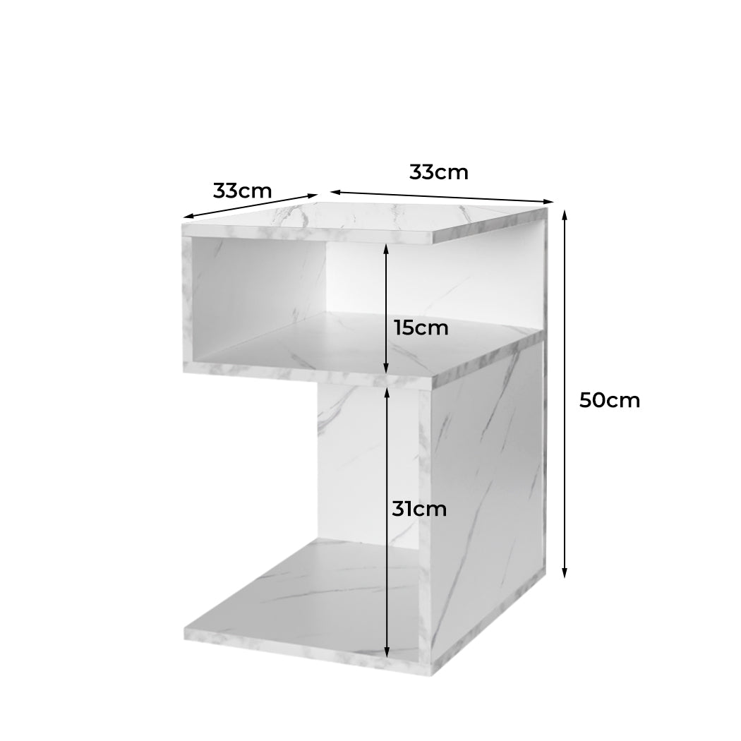 S Shape Bedside Table Dimensions
