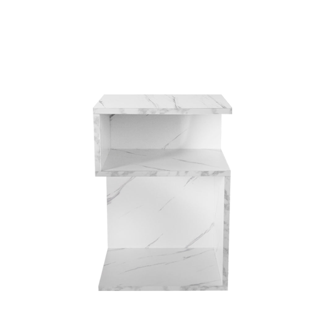 S Shape Bedside Table white