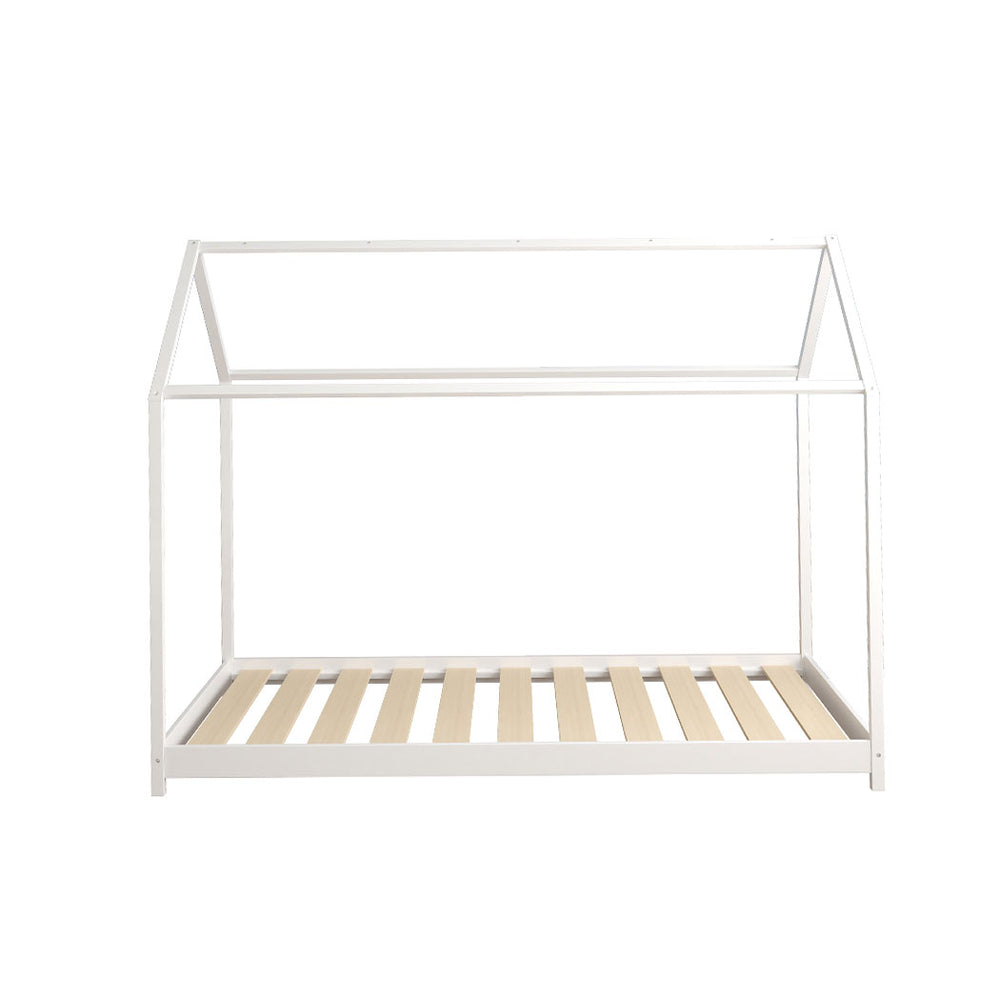 Single Wooden Timber Bed Frame white