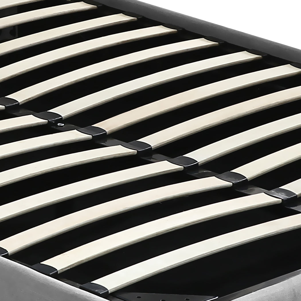 Slats of Queen Fabric Bed Frame With Gas Lift Storage 