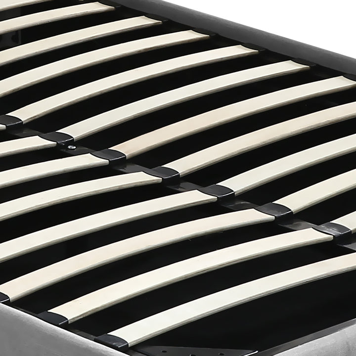 Slats of Queen Fabric Bed Frame With Gas Lift Storage 