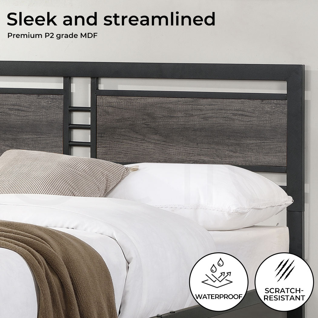 Sleek Headboard of Industrial Queen Bed Frame