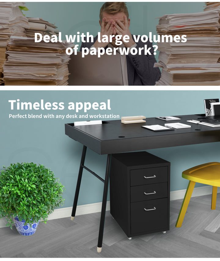 Levede 3 Drawer Office Drawers Cabinet 