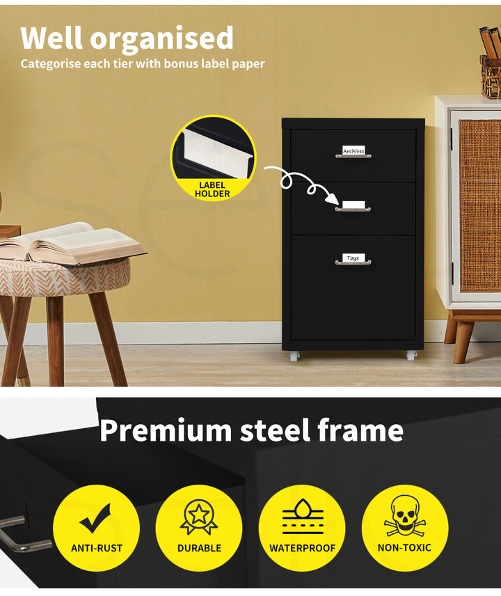 Levede 3 Drawer Office Drawers Cabinet 