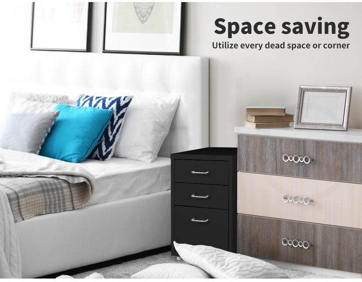 Levede 3 Drawer Office Drawers Cabinet next to bed