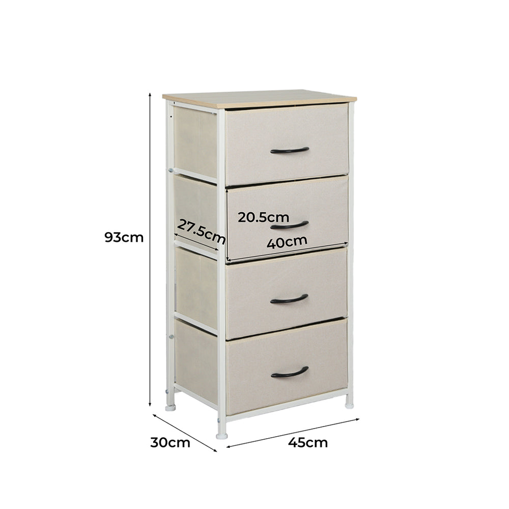 Tall Fabric 4-Drawer Storage Chest of Drawers