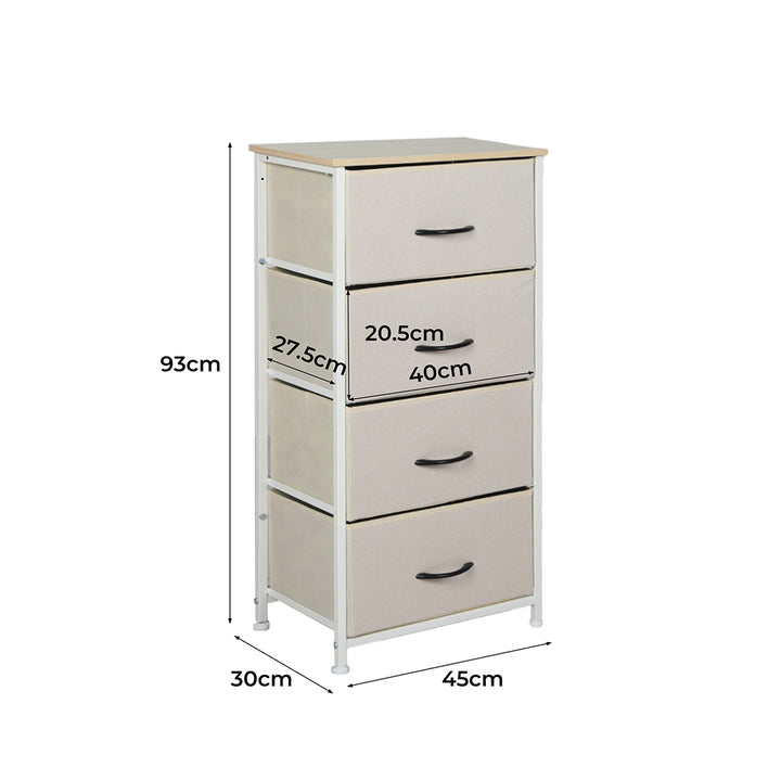 Tall Fabric 4-Drawer Storage Chest of Drawers