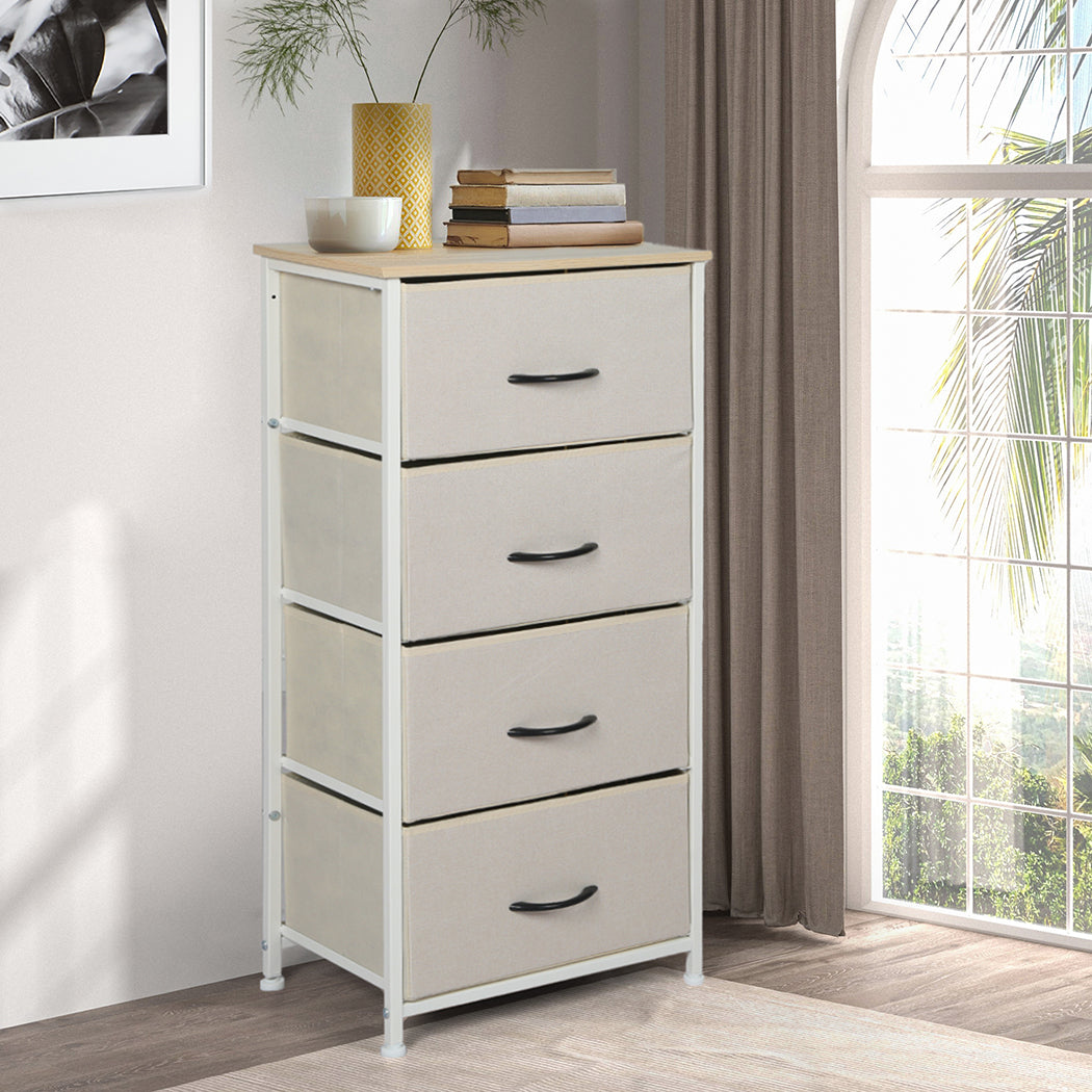 Tall Fabric 4-Drawer Storage Chest of Drawers