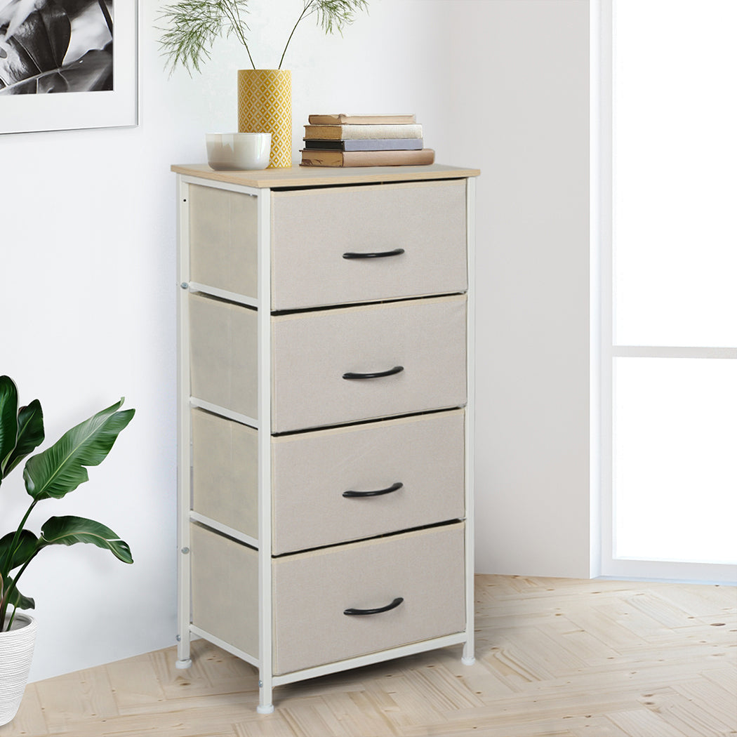 Tall Fabric 4-Drawer Storage Chest of Drawers