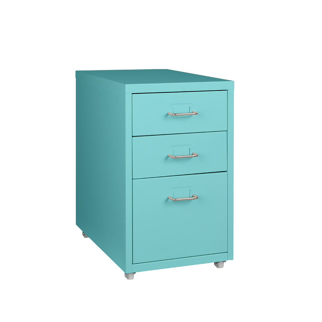 Levede 3 Drawer Office Drawers Cabinet -  Turquoise