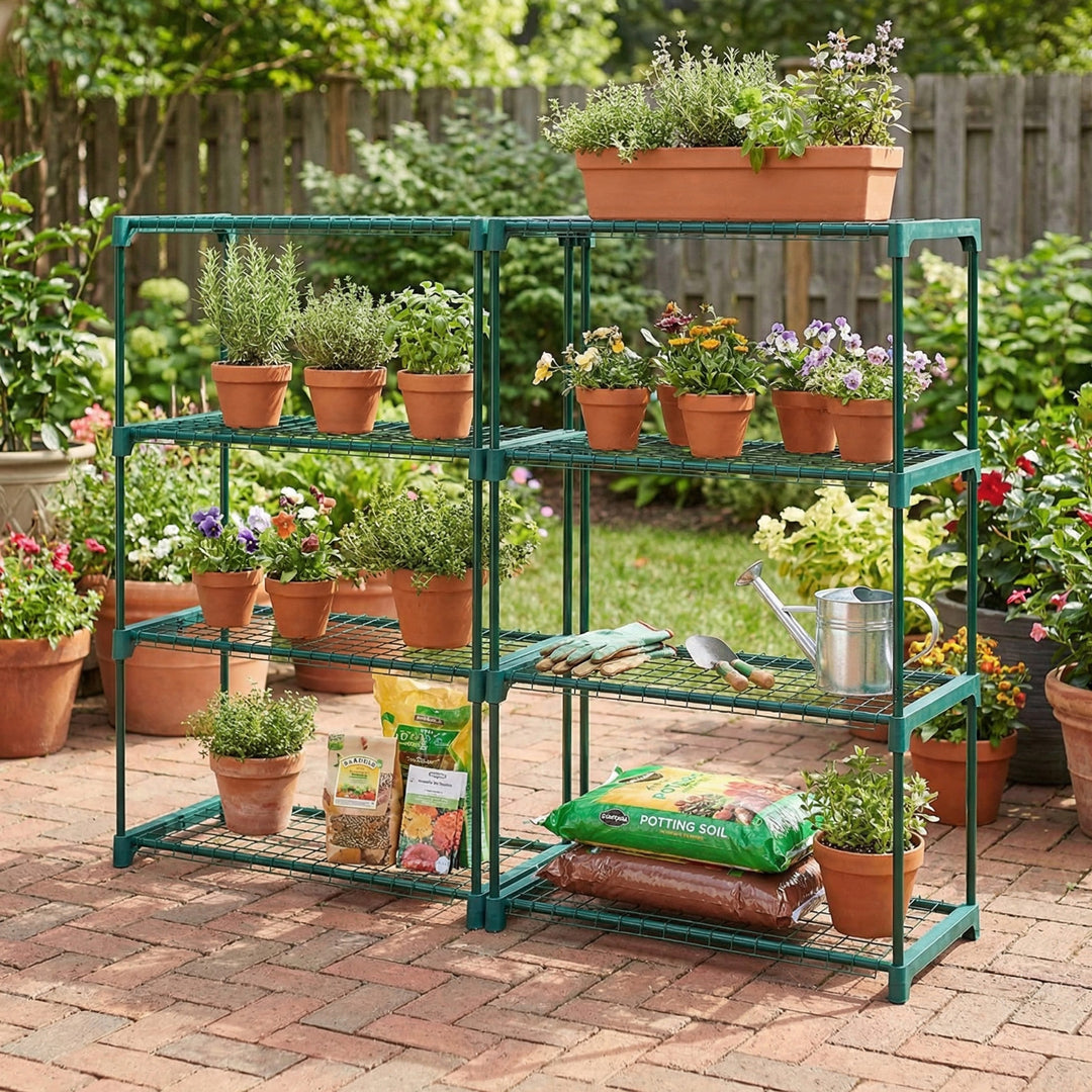 2x 4 Tier Plant Stand Shelves