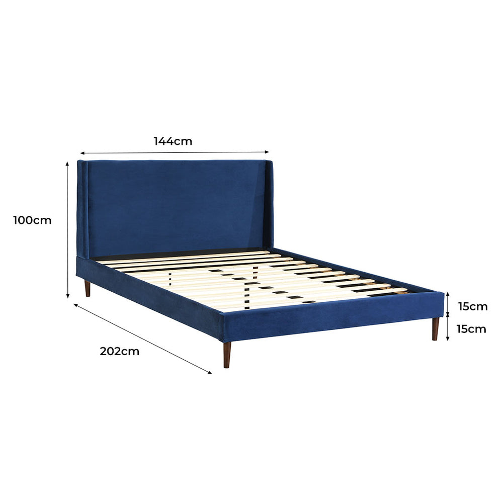 Velvet Bed Frame with Upholstered Headboard