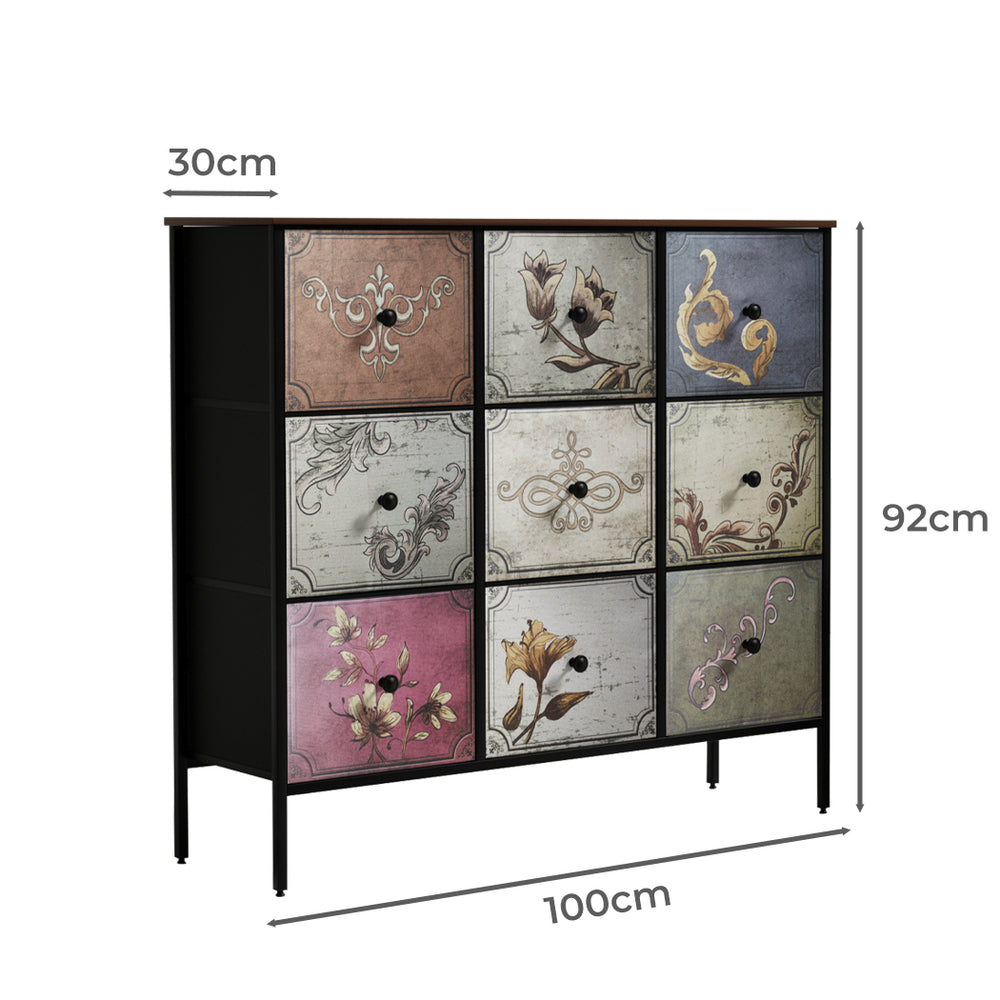 Vintage Floral 9-Drawer Chest of Drawers