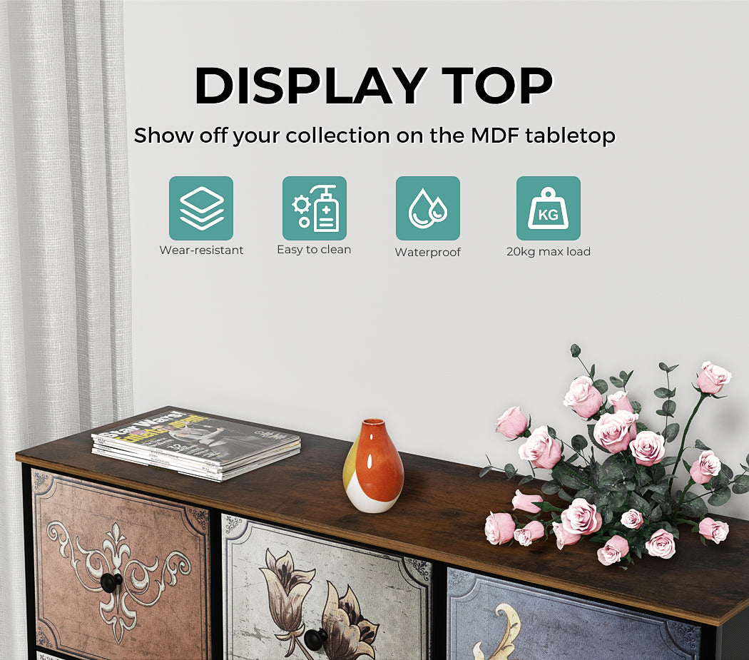 Vintage Floral Chest of Drawers top