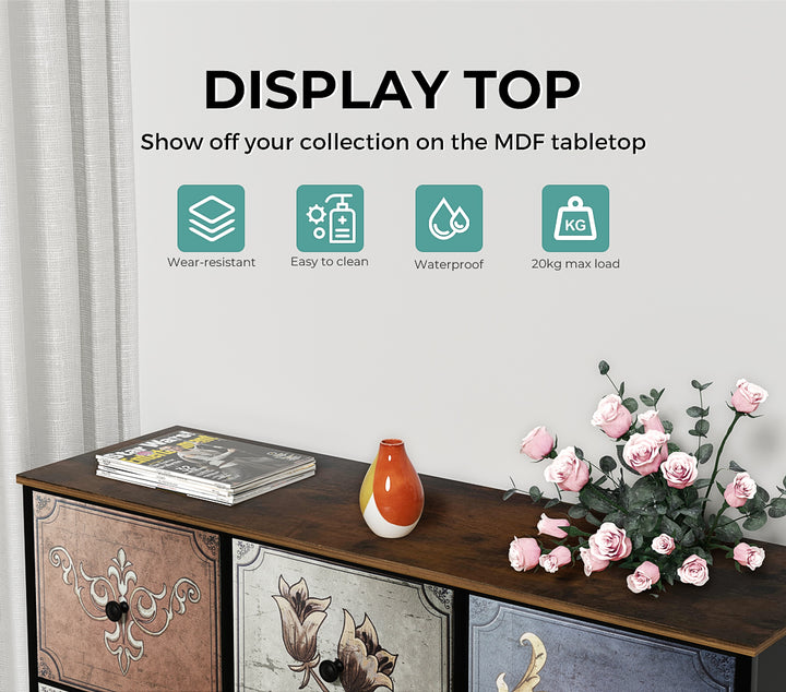 Vintage Floral Chest of Drawers top