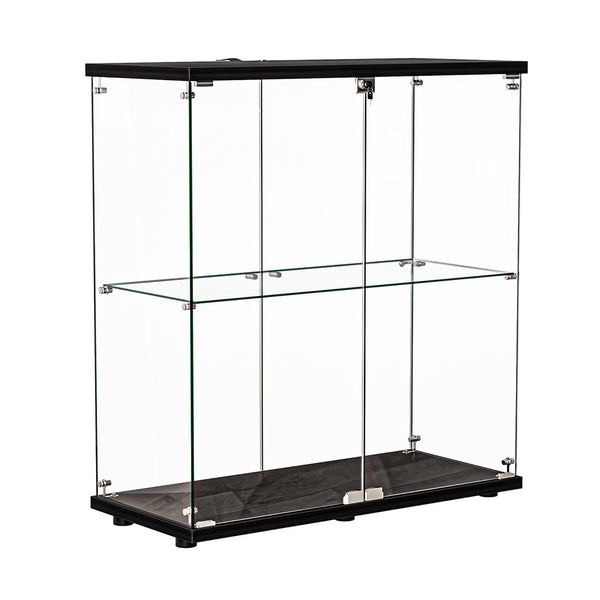 Glass Display Cabinet Lockable Collections Storage 2 Tier Shelf 2 Door.