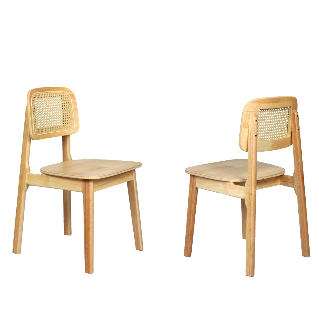 Levede 2X Rattan Dining Chairs Wooden Accent Chair Kitchen Lounge Cafe Armless - Levede