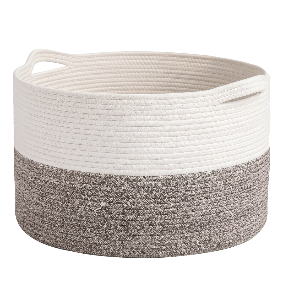 Blanket Basket Large Cotton Rope Jute with Handles Foldable Home Yellow