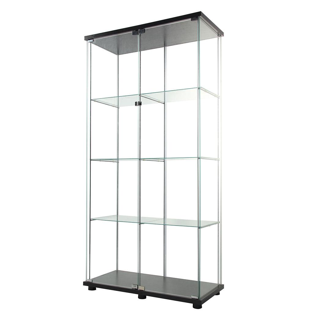 Glass Display Cabinet 2 Doors Collections Storage - Black